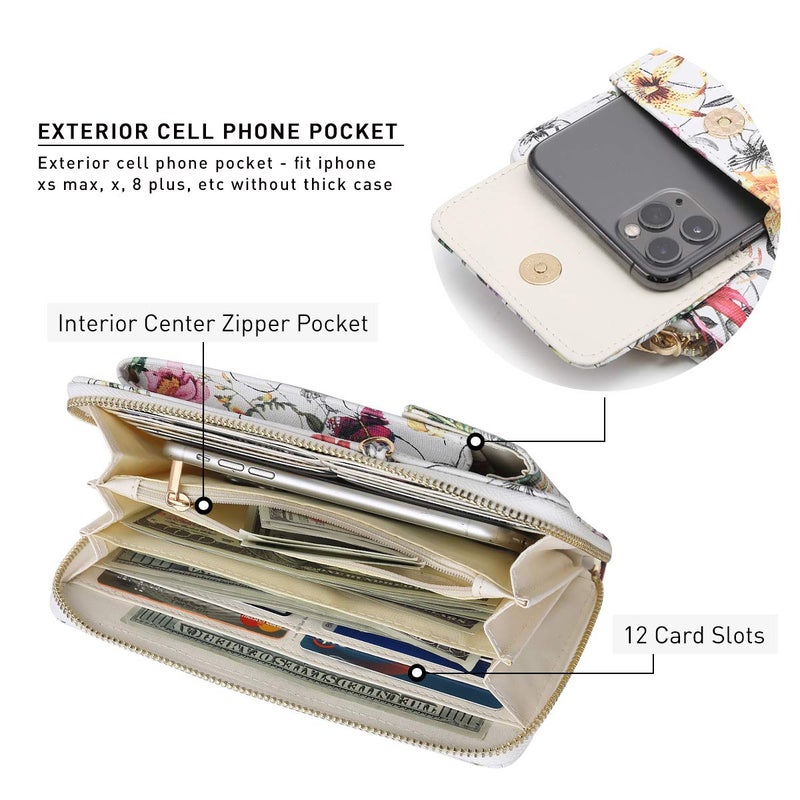 Dasein Crossbody Bag Phone Purse Handbag for Women Shoulder Bag Credit Card Wristlet Wallet with Multi Pockets - Image 5